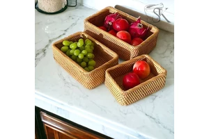 Handwoven Rattan Picnic Basket Handmade Rattan Wicker Basket Handcrafted Rattan Basket