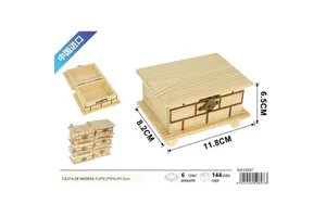Wooden Decorative Storage Box with Legs 11.8x8.2x5x6.5x1.5 cm for Home Decoration