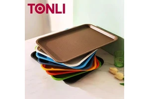 Thickened PP Plastic Serving Tray With Solid-Colored Non-Slip Shatter-Resistant Design For Commercial & Home Use