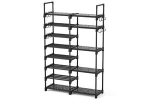 Wholesale 2 Rows 8 Layers Nordic Simple Shoe Rack Floor Standing Bedroom Storage Cabinet with Custom Logo and Large Shelf