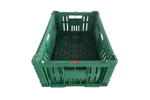 Supermarket Collapsible Plastic Vegetable Crate Agriculture Stacking Turnover Plastic Collapsible Storage Basket