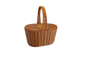Handmade Rattan Woven Picnic Basket With Handles Eco-Friendly Multifunction Storage Hamper For Shopping, Women & Kids Gift