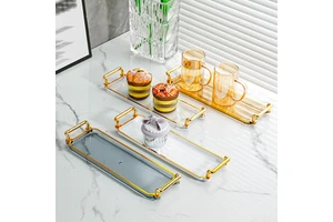 Plastic Thick Eco-Friendly Modern Luxury Organizer Storage Tray Multiple Colors for Kitchen Bathroom & Living Room Tableware