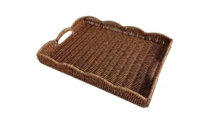 Modern Minimalist Single-Tier Plastic Fruit Tray Desktop Rattan Woven Storage Basket for Home Kitchen and Living Room Use