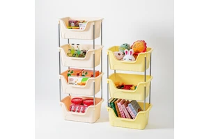 Lightweight 44cm Wide PP Plastic Non-Folding Storage Rack Adjustable Multifunctional Design Modern Style Baking Paint Living