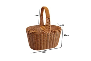 Hot Sale New Plastic Wicker Rattan Handmade Woven Eco-Friendly Oval Shape Modern Simplicity Baskets for Picnics Shopping Home