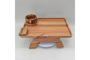 Modern Single-tier Acacia Wood Sofa Tray Multifunction Portable Foldable Polished Food Beverage Storage Small Kitchen