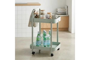 Home Storage Tray Serving Utility Tool Basket Cart 2 Tier Sturdy Metal Iron Double Square Wholesale Taiwan Manufacturer Home