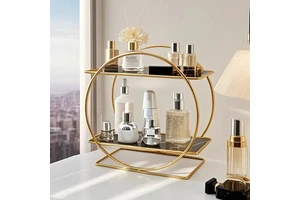 Elegant Modern Golden Stainless Steel Eco-Friendly Powder-Coated Single Tier Storage Organizer for Shoes Clothing Food Living