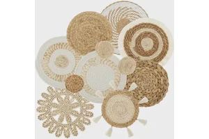 11pcs Aesthetic Handmade Woven Wall Basket Decor Rattan Wicker Hanging Wall Decorative Baskets