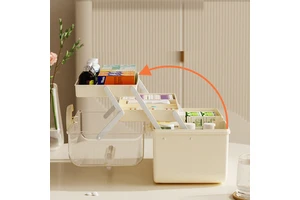 WANUO First Aid Box Home First Aid Kit Storage Box Travel Medicine Organizer Case Folding Medicine Cabinet