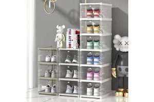 Installation-free Dismantling Shoe Rack Shoe Cabinet, Stackable Storage Display Cabinet, Thickened and Transparent