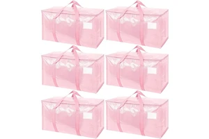 Heavy-Duty Extra Large Pink Moving Boxes Storage Bags Totes Zippers PP Woven Bag Clothing Blanket Storage Custom Logo Pattern