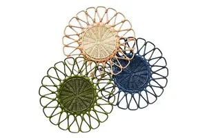 Hight Quality Sustainable Rustic Rattan Charger Plates Natural Eco-Friendly Wicker Placemat Basket Viet Nam Heat Wicker Crafts