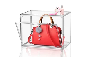 High Transparency Storage Box Foldable Stackable Acrylic Bag Organizer Dust-Proof Handbag Storage Container With Lid