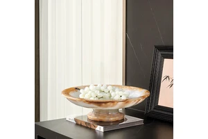 Natural Marble Fruit Plate High Pedestal Tray Luxury Home Decor Vintage Storage Plate for Boutique Hotel Showroom