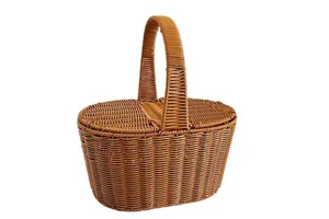 High Quality Vietnam Wicker Rattan Storage Basket for Fruit and Vegetable Pickings-Style Picnic Pattern Bag Outdoor Camping