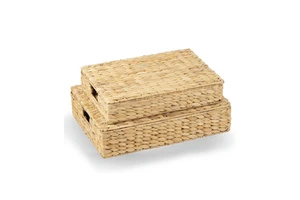 Cheap Price Set of 2 Water Hyacinth Storage Boxes With Lids Decorative Storage Boxes Made by Vietnamese Highly Skilled Artisans