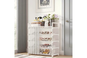 Customize Sturdy & Durable 4/5-Layer Cloth Shoe Rack Stand Metal Rust-proof Shoe Storage Organizer for Entryway & Bedroom