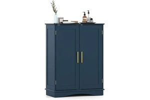 Decorative Storage Cabinet with Solid wood, 1 Drawer, and Adjustable Shelving Ideal for Boho, Modern, or Coastal Homes