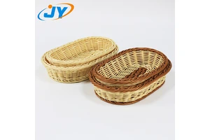 Hand-Woven Small Rectangle Rattan Basket PP Wicker And Straw Material For Fruit Vegetables Bread Snacks For Gifts Shopping