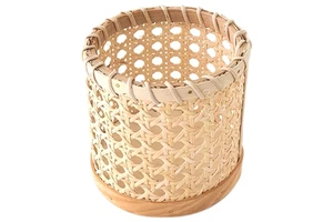 Factory Direct Natural Customizable Handmade European Style Glossy Finish Rattan Wicker Storage Baskets Buckets For Kitchen