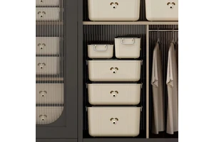 Modern Plastic Stackable Dustproof Storage Box with Lid (5L-10L Capacity) for Multi-Purpose Use in Wardrobe and Toy Storage