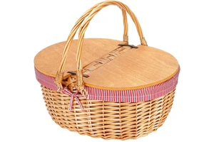 Handmade Rattan Picnic Hamper Basket with Woven Willow Lid Widely Used for Food Storage Gift Giving Wholesale Empty Weave Wicker