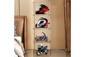 DAYOOH Multifunctional Space Saving Stackable Clear Magnet Door Plastic Football Storage Box Helmet Organizer Helmet Case