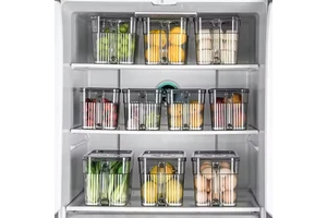 Wholesale Plastic Food Vegetable Fridge Organizer Container Drawer Stackable Transparent Kitchen Storage Boxes for Home