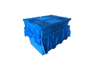 Heavy Duty Logistics Storage Stack Tote Bins Plastic Moving Crate With Lid Rectangle Solid Wall Large Box