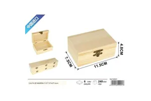 Rectangular Wooden Decorative Storage Box 11.5x7.5x4.8x1.6cm for Storage and Home Decoration