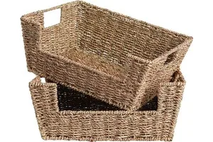 Handwoven Seagrass Wicker Baskets For Storage Pantry Baskets Organization And Storage