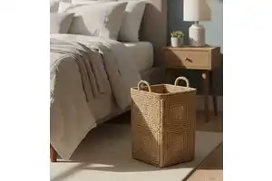 Handcrafted Rattan Storage Wicker Basket Multi-Purpose Durable Organizer for Clothing & Toys