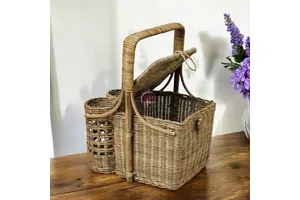 Handwoven Natural Rattan Eco-Friendly Multifunction Picnic Storage Basket Customizable Color Size Vietnam for Picnics Beach