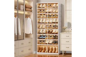 Wholesale Factory Injection Molded Foldable Plastic Shoe Cabinet with Rectangle Design Over 35L Capacity Modern Living Room