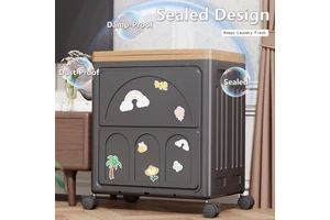 Large Capacity Collapsible Storage Bins with Locking Lid & Casters, Use As Cloth Organizer & Shoe Storage