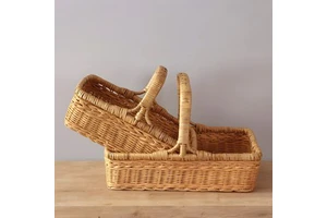 Rattan picnic basket set luxury woven hampers for garden beach camping cheap price hamper baskets