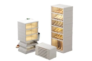 Foldable Detachable Shoe Rack Plastic Shoe Storage for Wardrobe Closet Entryway & Living Room-Large Sturdy Stackable