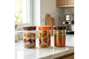 15oz 450ml Food Grade Clear PET Storage Jar with Flat Lid Airtight Plastic Container for Kitchen Pantry Organization