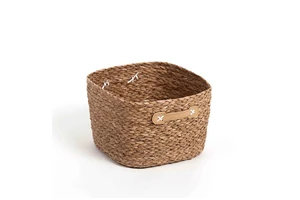 Home Decorative Natural Straw Materials Seagrass Round Open Hand Woven Weaving Food Fruit Plant Storage Baskets With Handles
