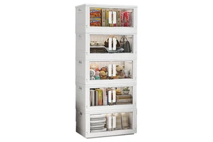 55cm Double-Door Folding Storage Box Made of Plastic for Home Use Multifunctional