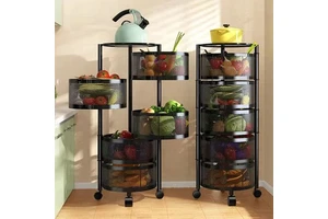 3/4/5 Multi-Layer Shelf Household Multi Functional Rotating Storage Rack Without Installation Kitchen Fruit Vegetable Basket