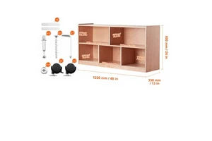 SucceBuy 2-Shelf Wood Multifunctional Cubby Mobile Tray Storage Cabinet Living Room Organizer
