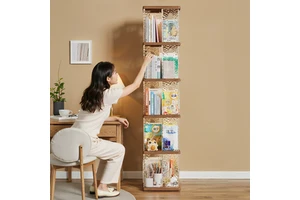 Small Multi-Layer Bookcase Storage Rack Spin Removable Plastic Stackable Bookshelf Functional Floor Book Storage Unit BT-409