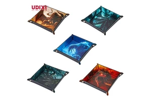 For Udixi Customizable Logo RPG Dungeons And Dragons D&D Square Dice Tray 8.66 Inch PU Leather Tray Packaging