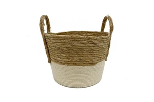 Handmade Picnic Woven Straw Storage Baskets Handmade For Sundries