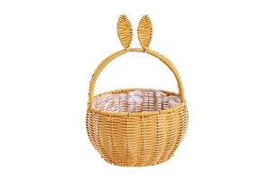 Rattan Woven Eco-Friendly Vintage Multifunctional Flower Basket Plastic Wicker Design Handheld Waterproof Lining Multi-Purpose