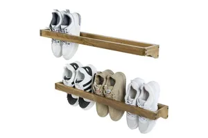 Wood Toy Storage Organizer with 6 Shelves,Set Of2 Wallmounted Shoe Storage Organizer Footwear Holder for Entryway,Holds 6 Pair