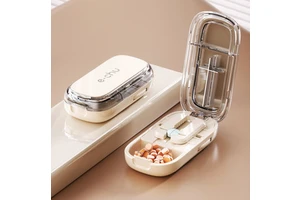 Plastic Pill Cutter Medicine Dispensing Box-Eco-Friendly Dustproof Airtight Multifunctional Food Storage for Kitchen Wardrobe